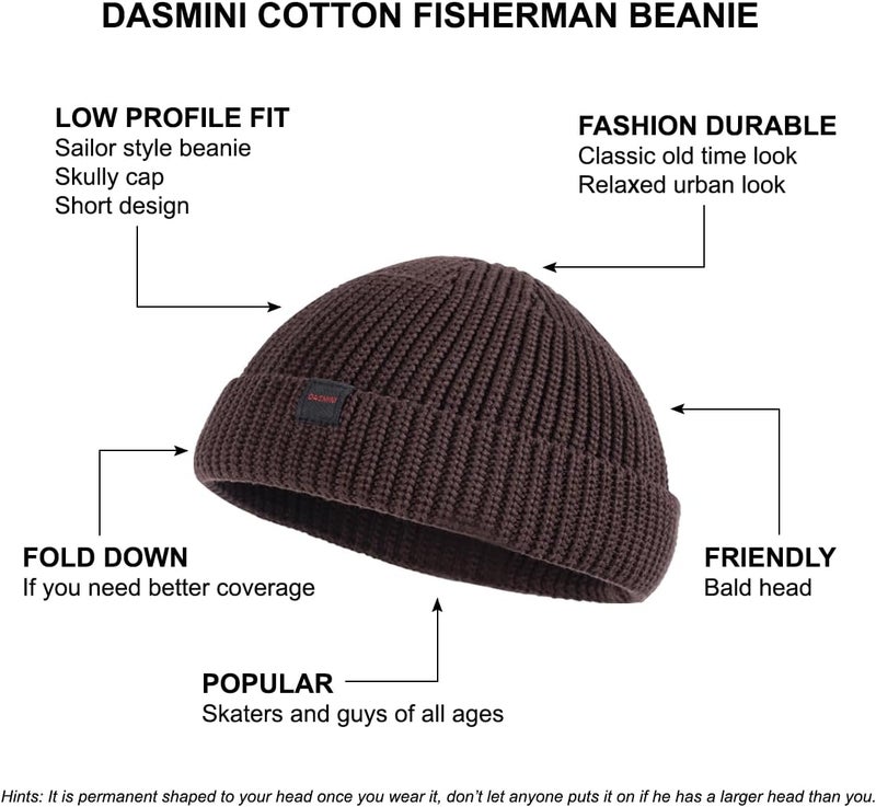 DASMINI Fisherman Beanie Hats for Men Women,Knit Trawler Skull Cap,Watch Cap,Spring Fall Winter Warm Short Hats - Image 5